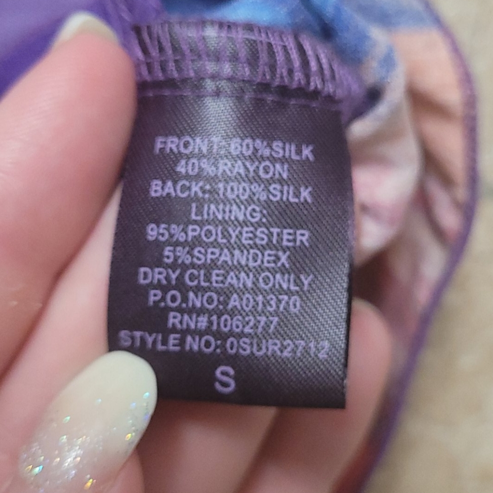 Hale Bob Purple Silk Velvet Floral Colorful Blouse - Picture 6 of 12
